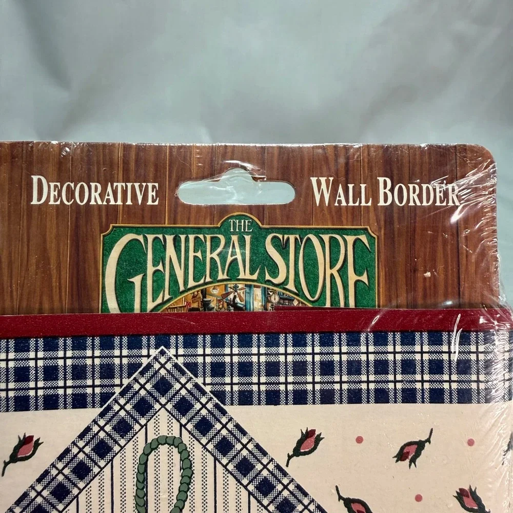 General Store Wall Border Strawberry Plaid Country Farmhouse Cottagecore 15 Yds